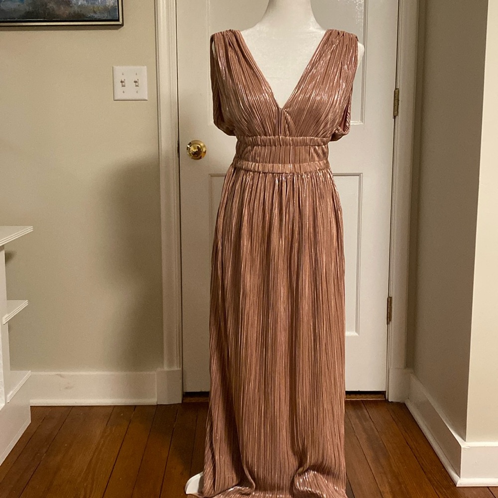 Maje blush and silver maxi dress/gown NWT size 1.